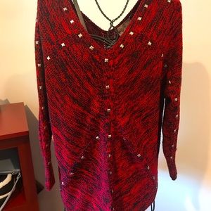 Intrigue red and black sweater 100% acrylic